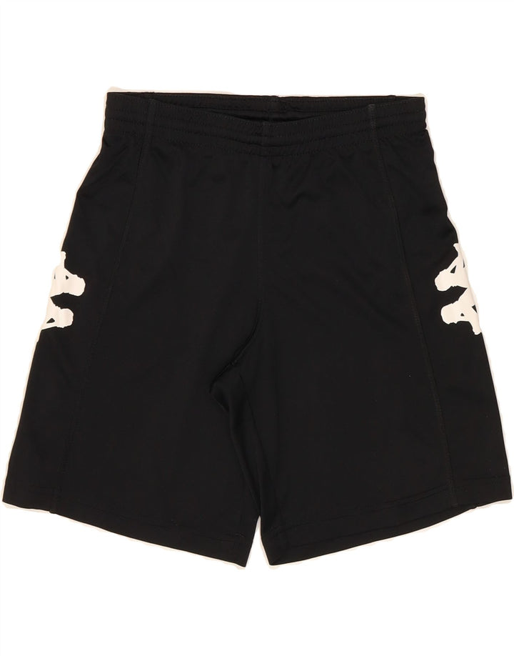 KAPPA Boys Graphic Sport Shorts 7-8 Years Black Polyester Vintage Kappa and Second-Hand Kappa from Messina Hembry 