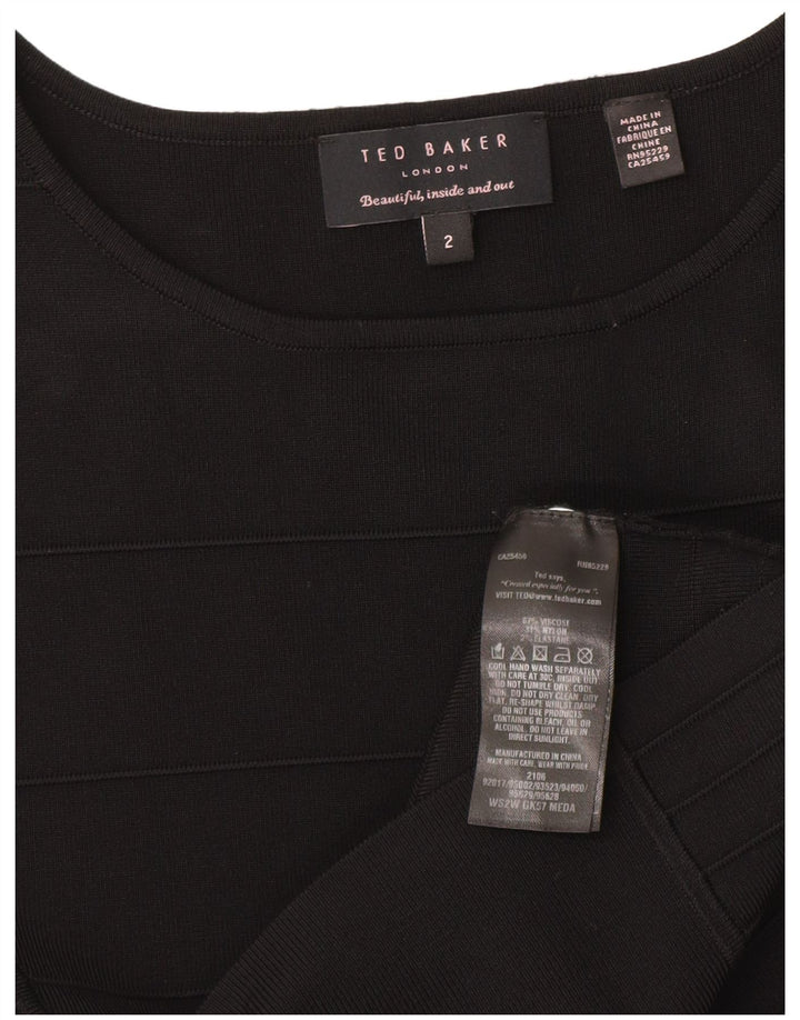 Ted Baker Abito tubino senza maniche da donna taglia 2 piccolo in viscosa nera