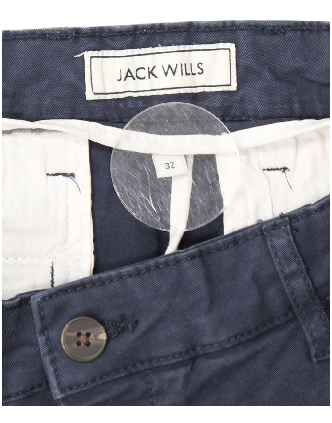 JACK WILLS Pantaloncini chino slim fit da uomo W32 cotone blu navy medio