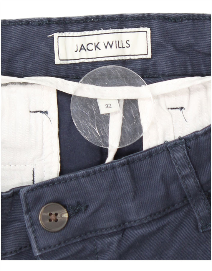 JACK WILLS Pantaloncini chino slim fit da uomo W32 cotone blu navy medio