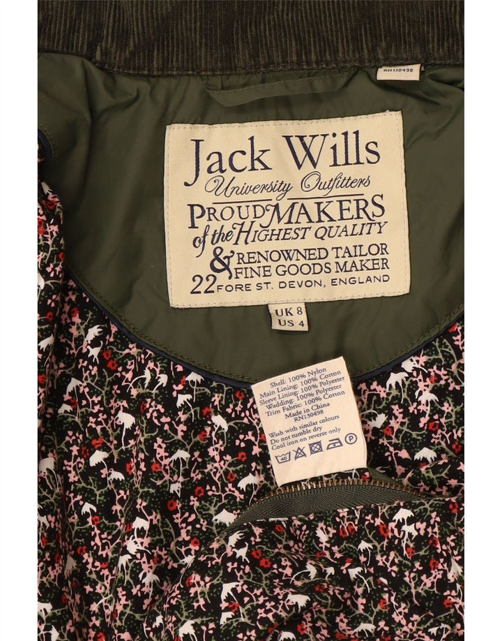 Giacca trapuntata da donna JACK WILLS UK 8 piccola in nylon kaki