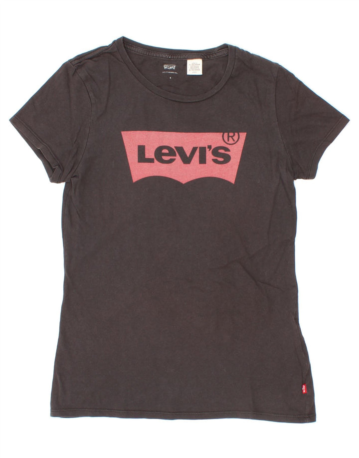 LEVI'S Womens Graphic T-Shirt Top UK 10 Small Grey Cotton Vintage Levi's and Second-Hand Levi's from Messina Hembry 