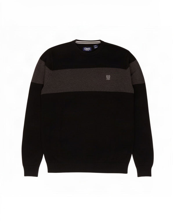 Maglione maglione girocollo da uomo Chaps XL in cotone color block nero
