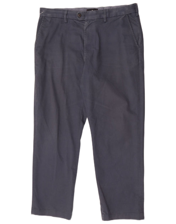 Pantaloni da abito dritti Marks & Spencer da uomo blu Harbour W36 L29 Navy