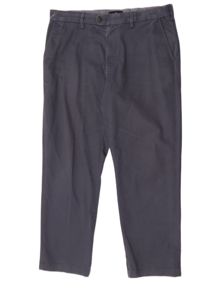 Pantaloni da abito dritti Marks & Spencer da uomo blu Harbour W36 L29 Navy