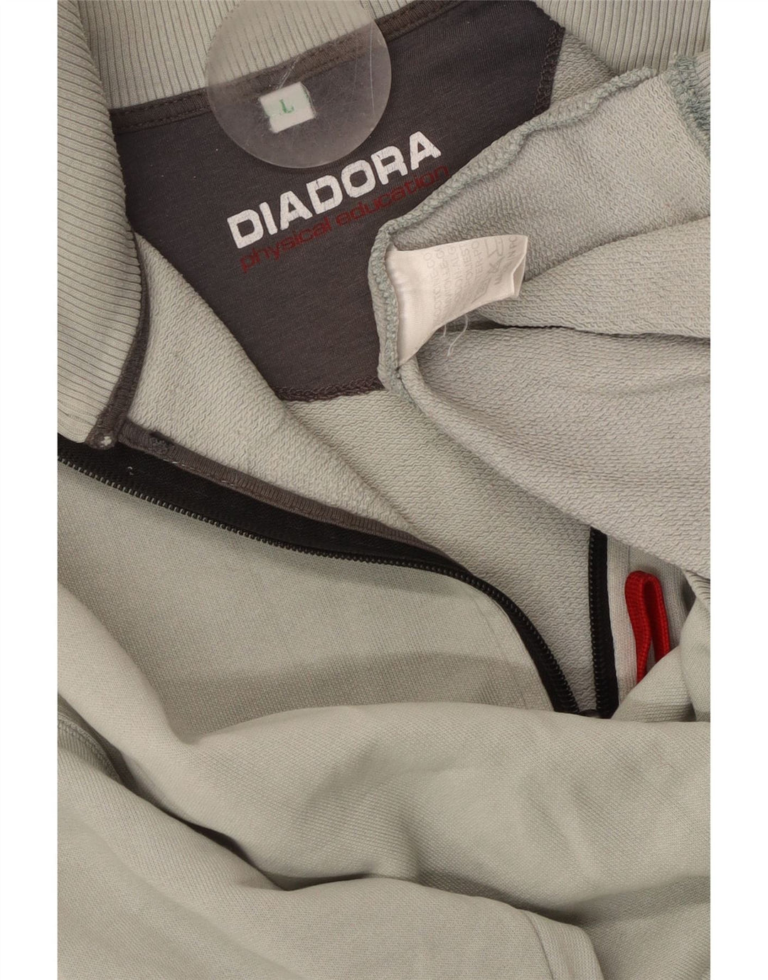 DIADORA Felpa da uomo con collo con zip grafica Maglione grande in cotone grigio
