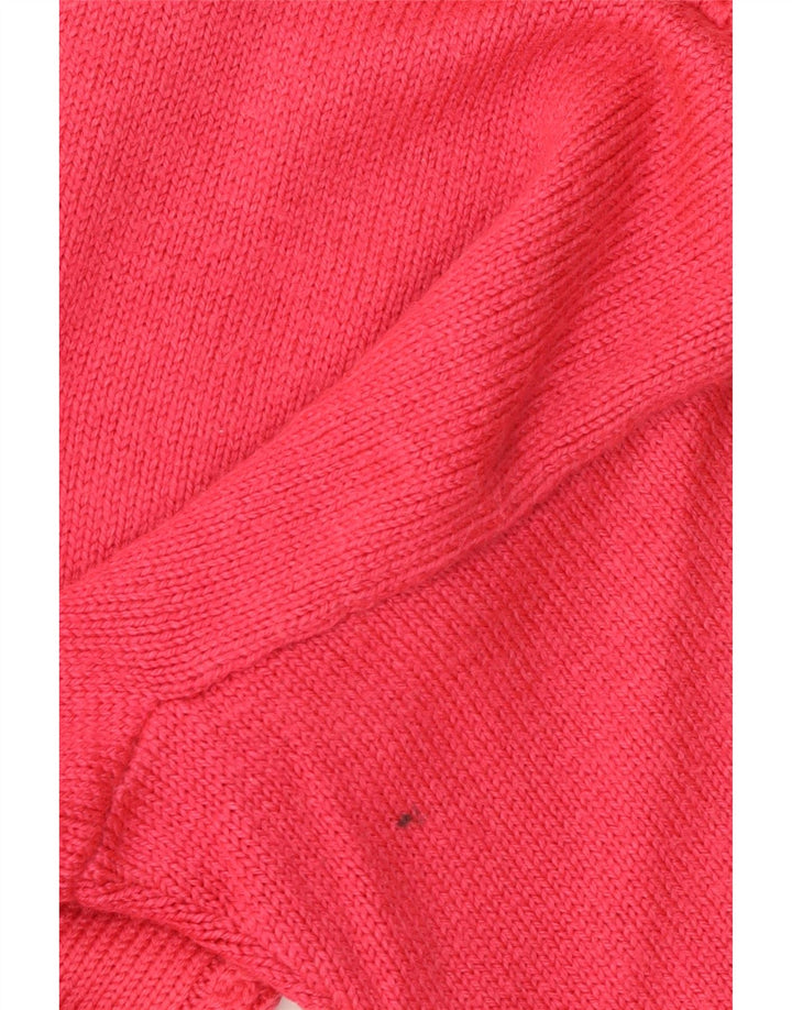 Maglione maglione oversize da donna vintage con collo alto UK 16 grande rosa