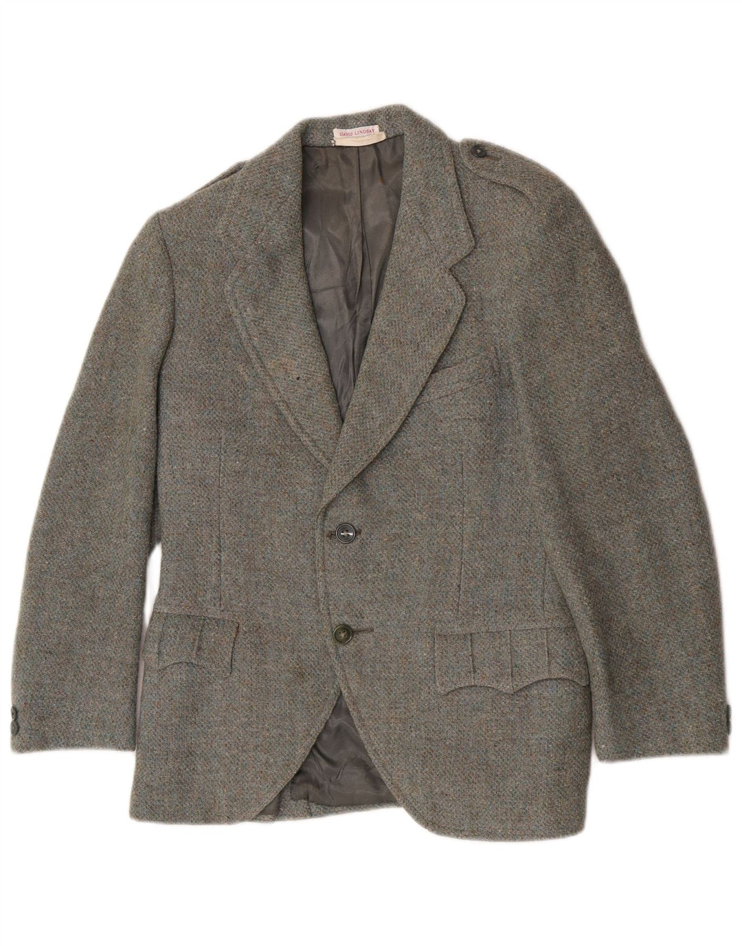 Giacca blazer militare a 2 bottoni da donna Harris Tweed UK 8 piccola in lana kaki