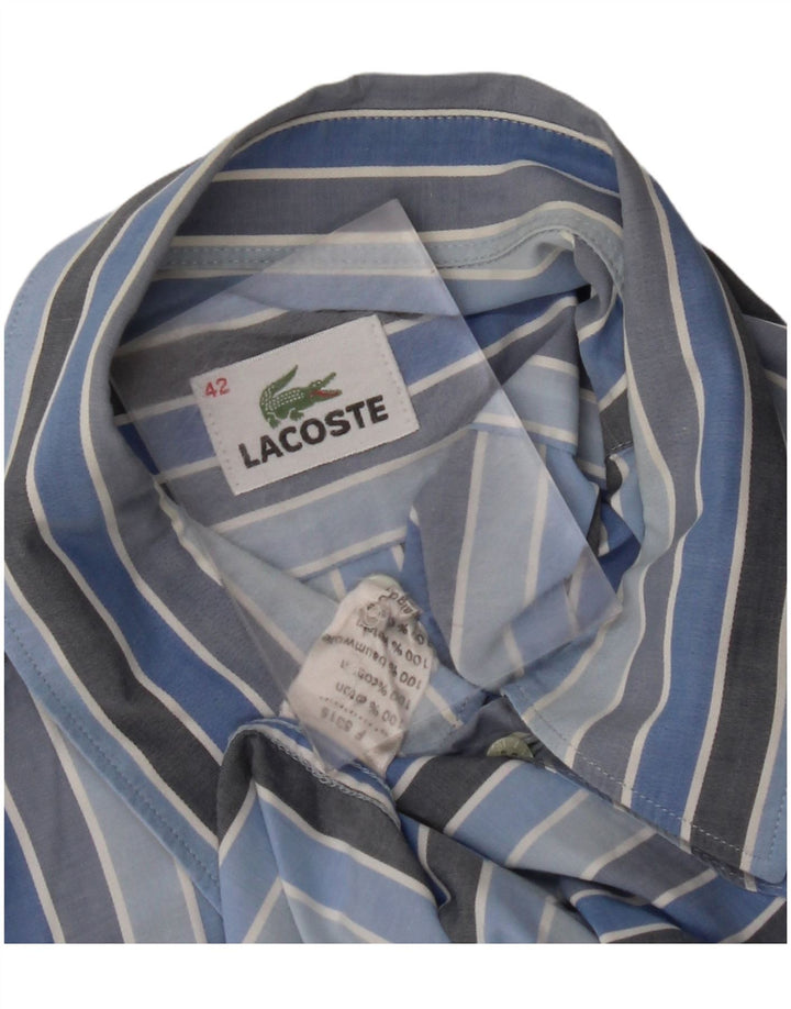 Camicia da uomo LACOSTE taglia 42 grande cotone a righe blu