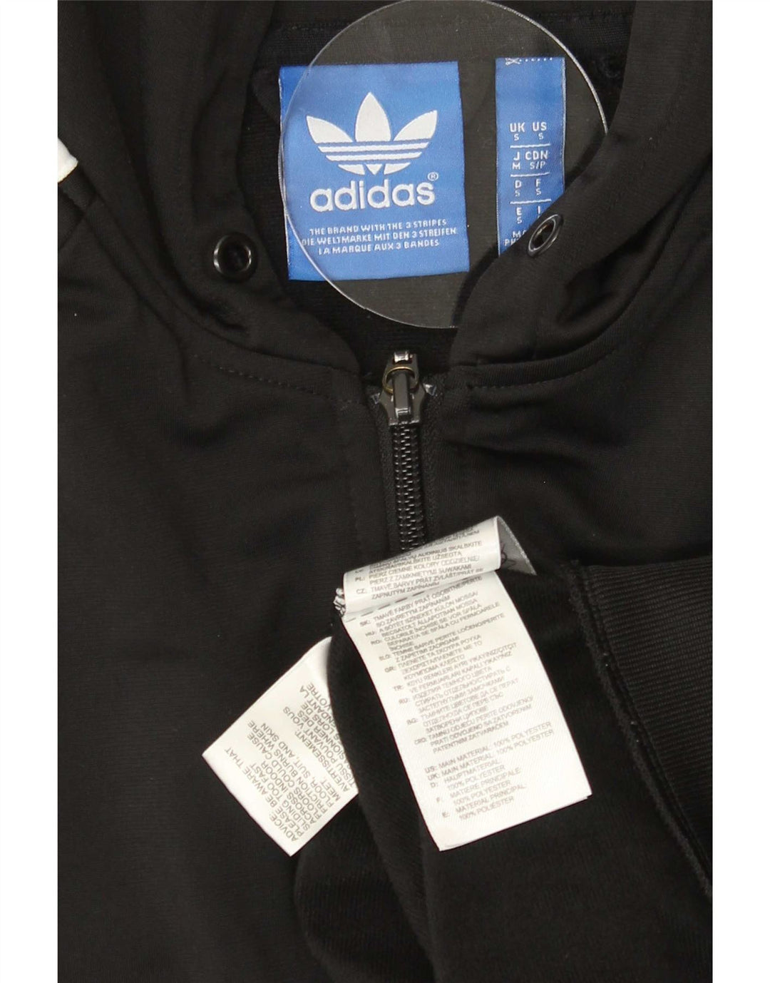 Maglione con cappuccio e zip da uomo Adidas piccolo in poliestere nero