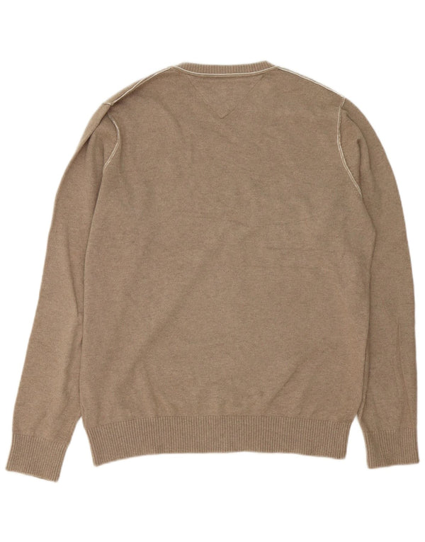 Maglione maglione con scollo a V da uomo Tommy Hilfiger piccolo cotone grigio