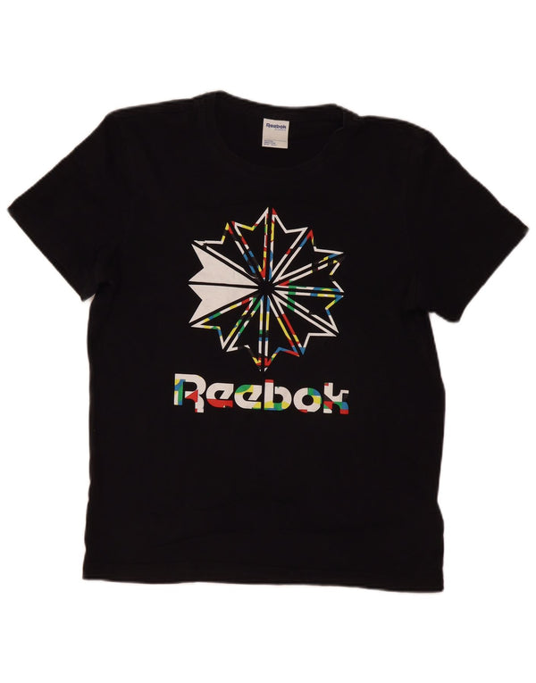 T-shirt grafica da uomo REEBOK Top in cotone nero medio