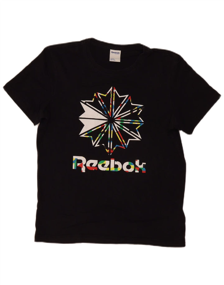 T-shirt grafica da uomo REEBOK Top in cotone nero medio