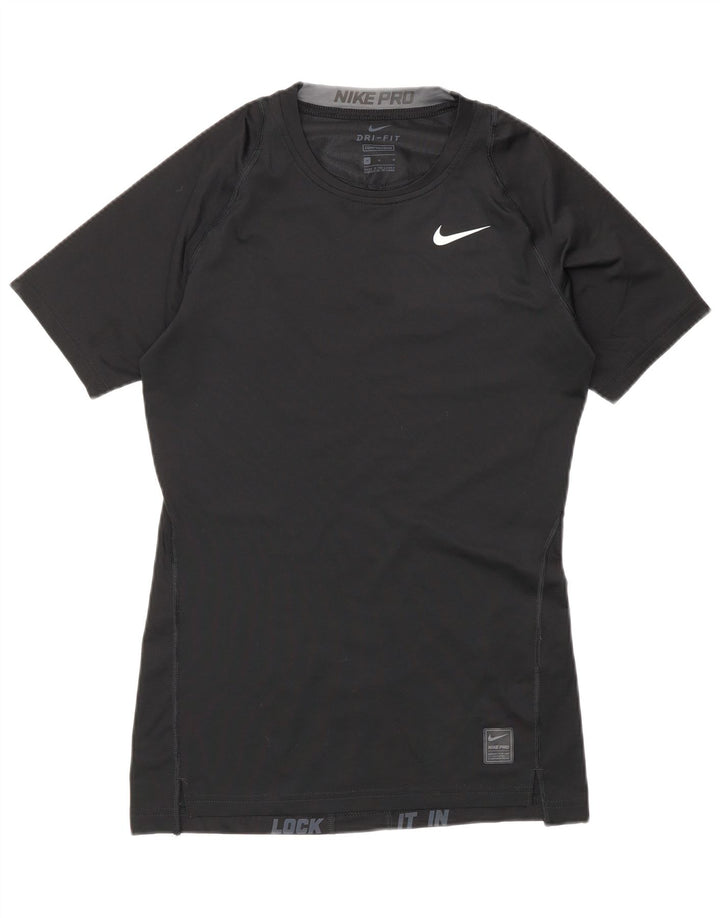 T-shirt Nike da uomo a compressione, top sportivo in poliestere nero medio