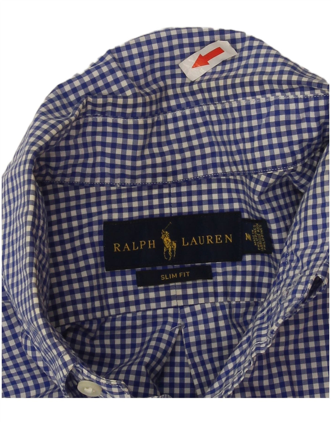 Camicia slim fit da uomo Ralph Lauren in cotone a quadretti blu medio