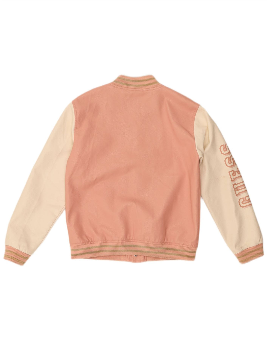 GUESS Girls Graphic Varsity Jacket 13-14 Years Pink Colourblock