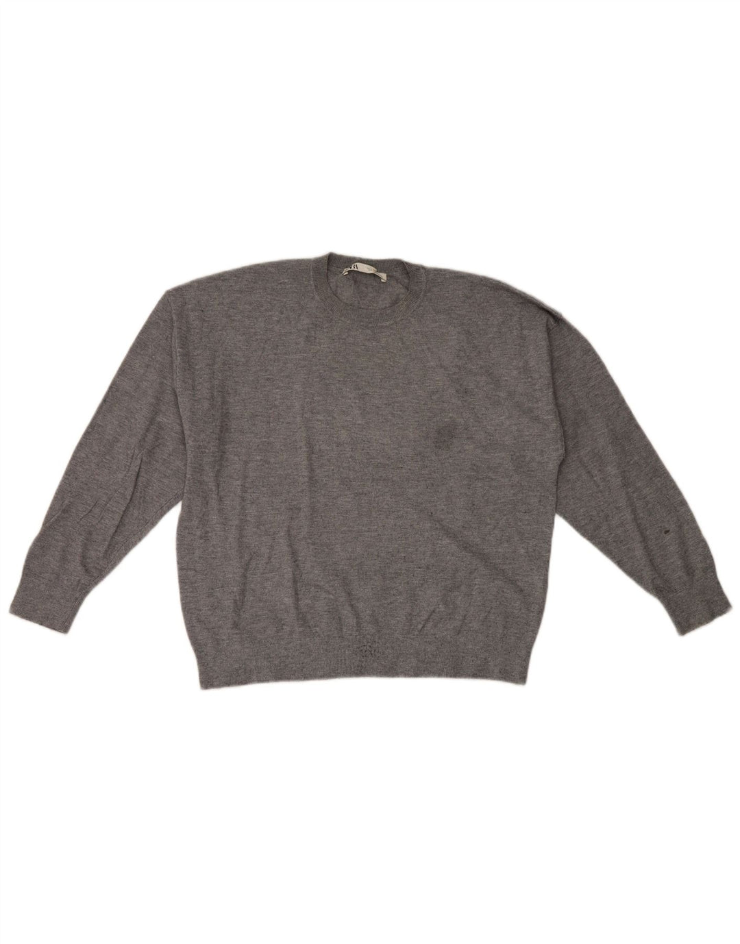 Maglione Zara da uomo girocollo piccolo in viscosa grigia