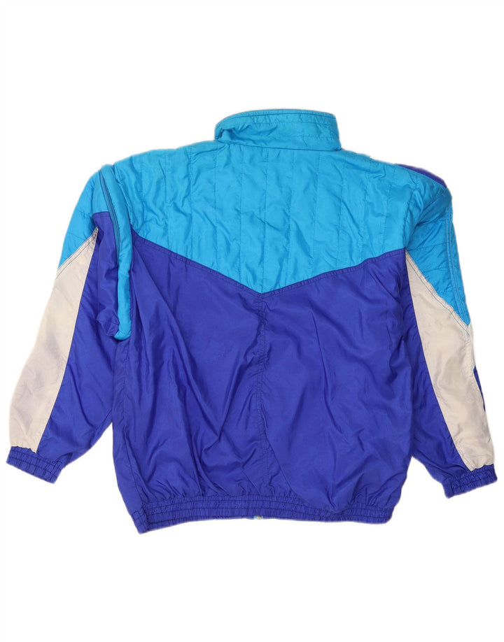 Giacca da ginnastica vintage da uomo piccola color block blu
