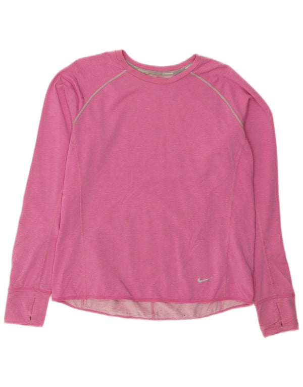 Top NIKE Dri Fit da donna a maniche lunghe UK 18 XL Lyocell rosa