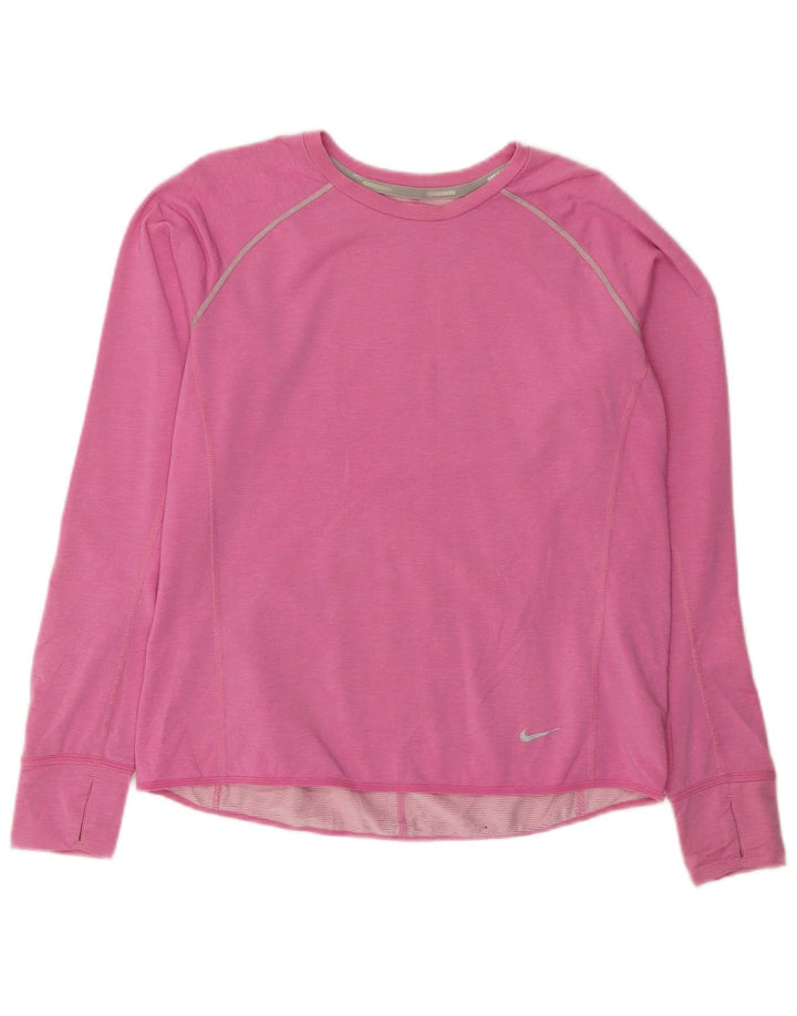Top NIKE Dri Fit da donna a maniche lunghe UK 18 XL Lyocell rosa