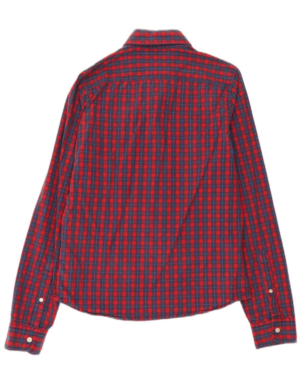 Camicia Hollister da uomo in cotone a quadri rossi medi