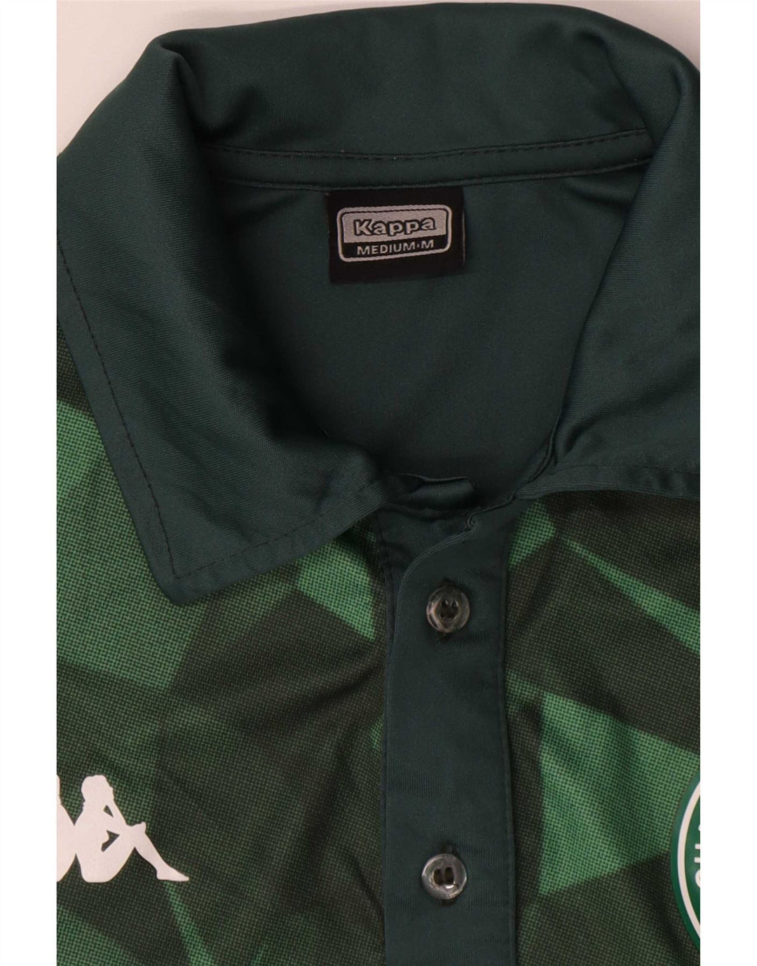 Polo grafica da uomo Kappa in poliestere color block verde medio