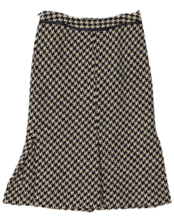Gonna a trapezio da donna vintage W30 media pied de poule blu navy
