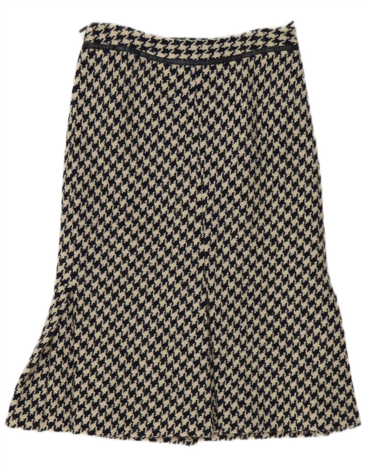 Gonna a trapezio da donna vintage W30 media pied de poule blu navy