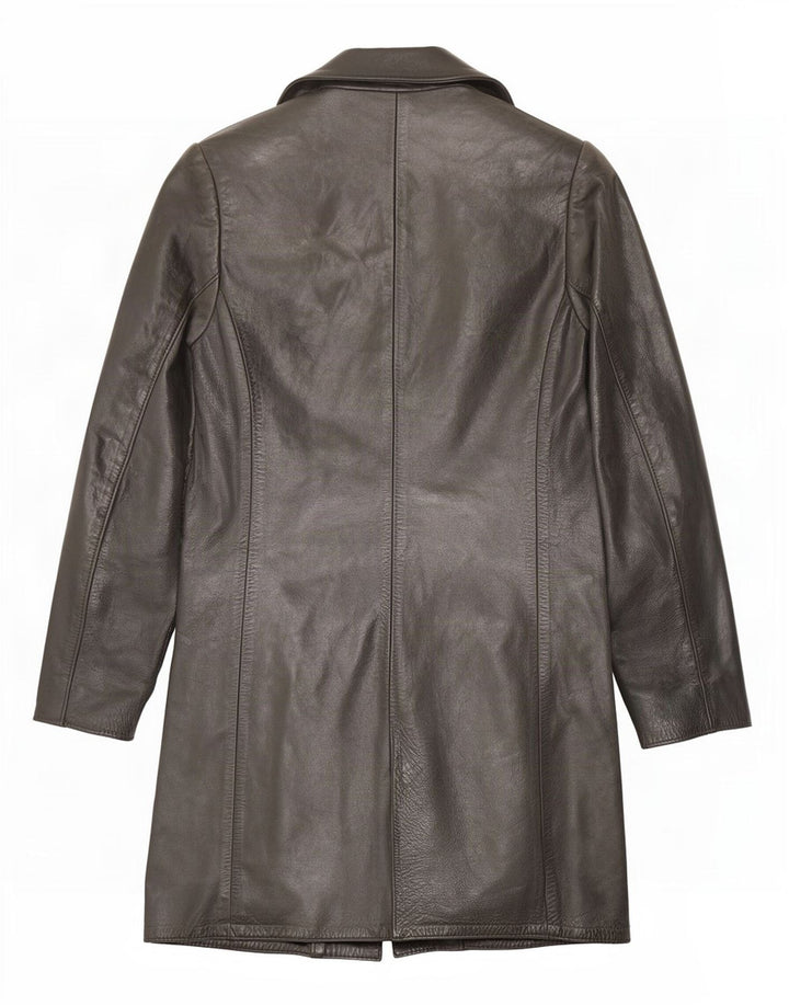 Cappotto in pelle vintage da donna UK 12 medio nero
