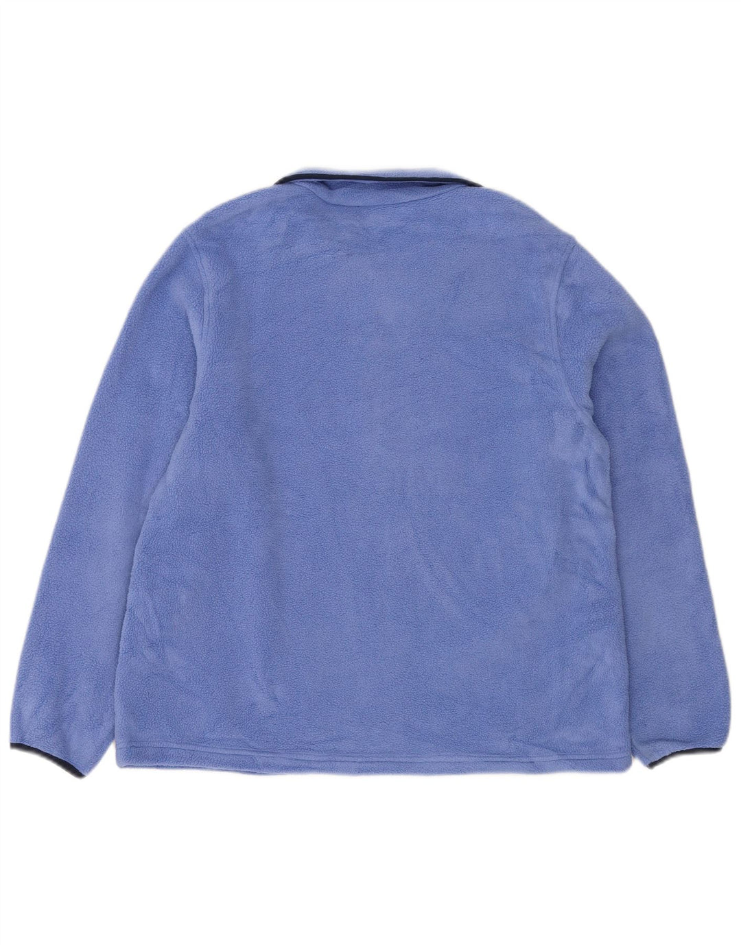 L.L.BEAN Maglione in pile da donna con collo a bottoni UK 14 Poliestere blu medio