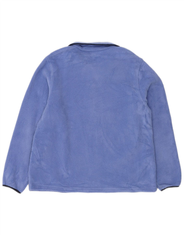 L.L.BEAN Maglione in pile da donna con collo a bottoni UK 14 Poliestere blu medio