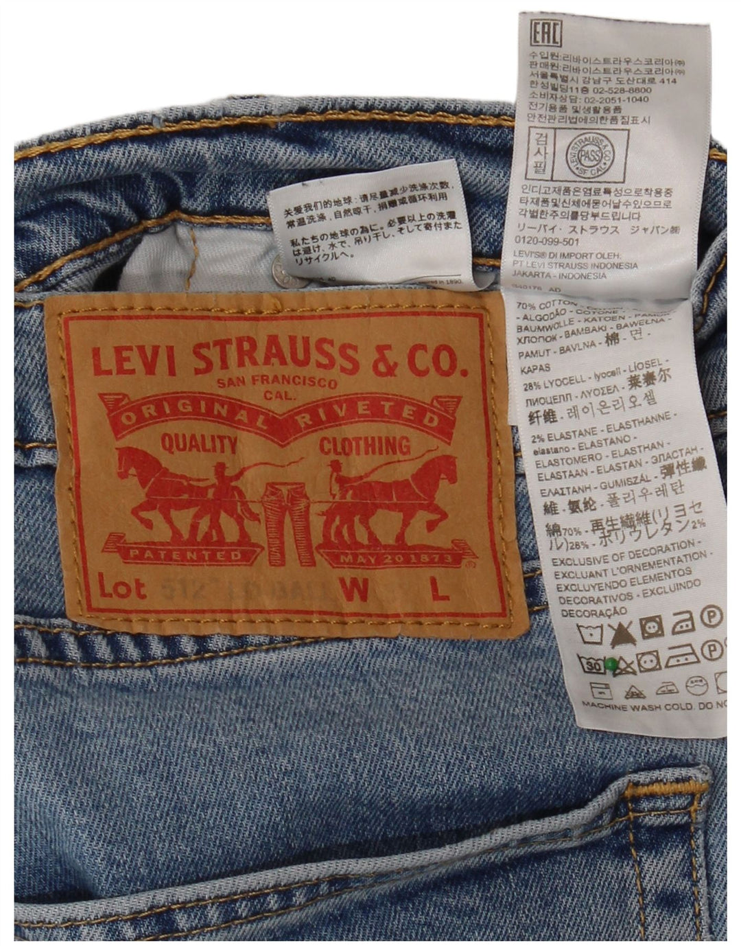 LEVI'S Jeans slim affusolati 512 da uomo W32 L27 cotone blu