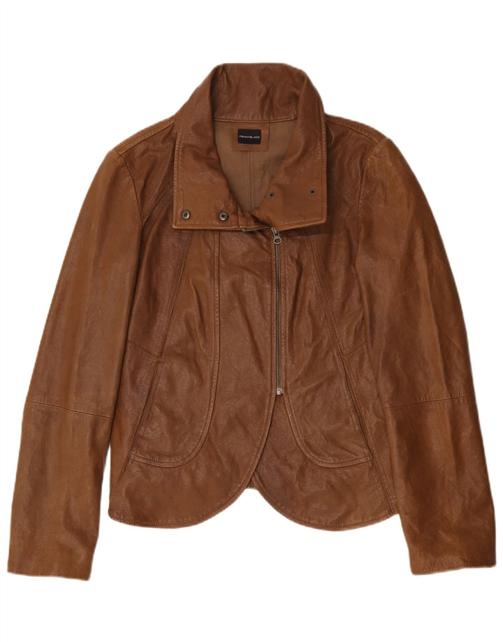 Giacca da motociclista in pelle da donna Penny Black UK 14 Grande pelle marrone
