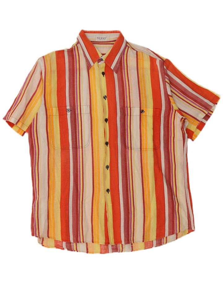 TILMAS Camicia a maniche corte da uomo a righe grandi multicolori