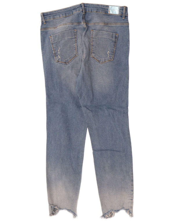 Jeans corti invecchiati da donna Zara EU 44 XL W34 L26 cotone blu