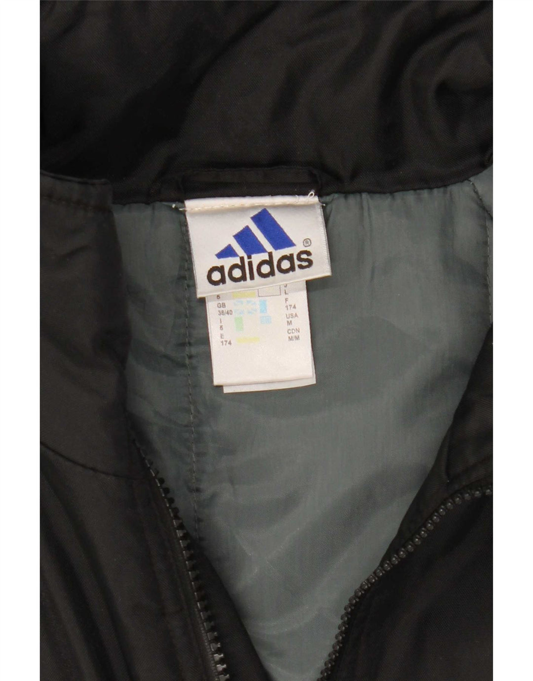 Giacca imbottita con cappuccio grafico da uomo Adidas UK 38/40 medio poliestere nero