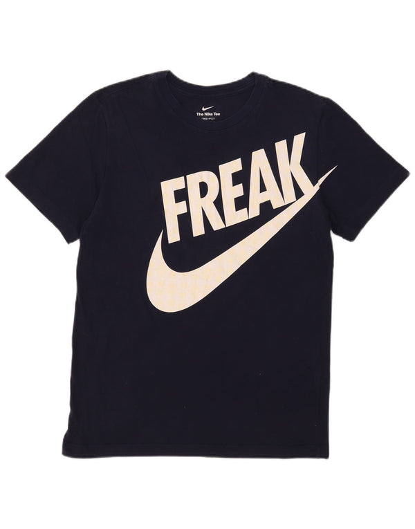 T-shirt grafica Nike Dri Fit da uomo, piccola, in cotone blu navy