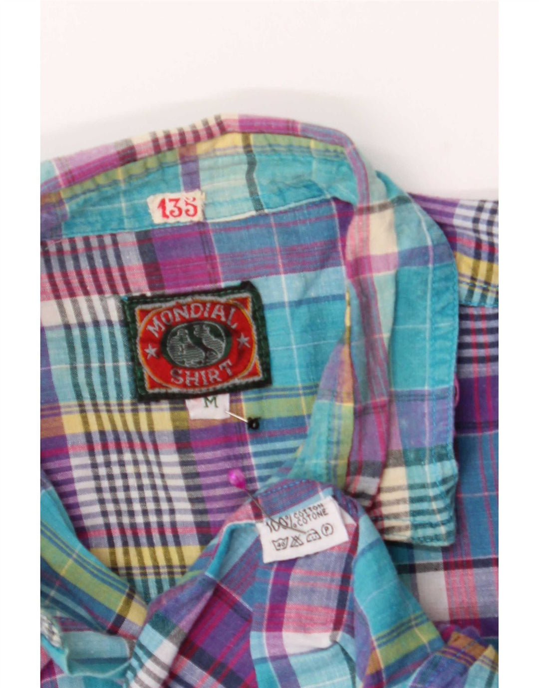 Mondial Camicia a maniche corte da uomo in cotone scozzese medio multicolore