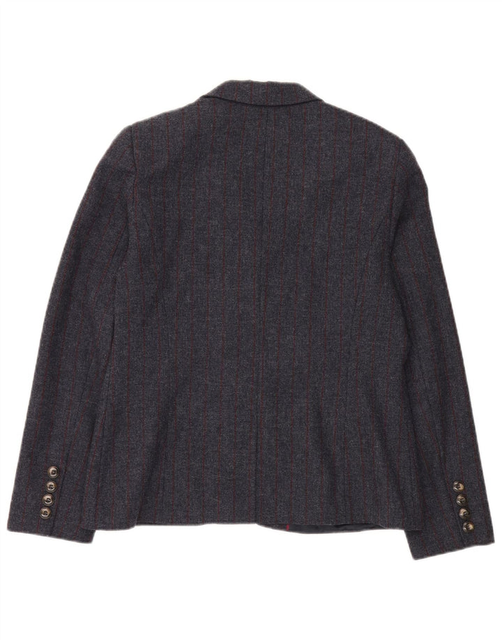 Crew Clothing Giacca blazer da donna a 2 bottoni UK 14 Lana gessata grande grigia