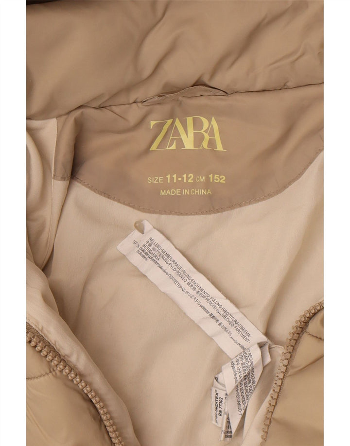 Giacca imbottita con cappuccio per ragazze Zara 11-12 anni in poliestere beige