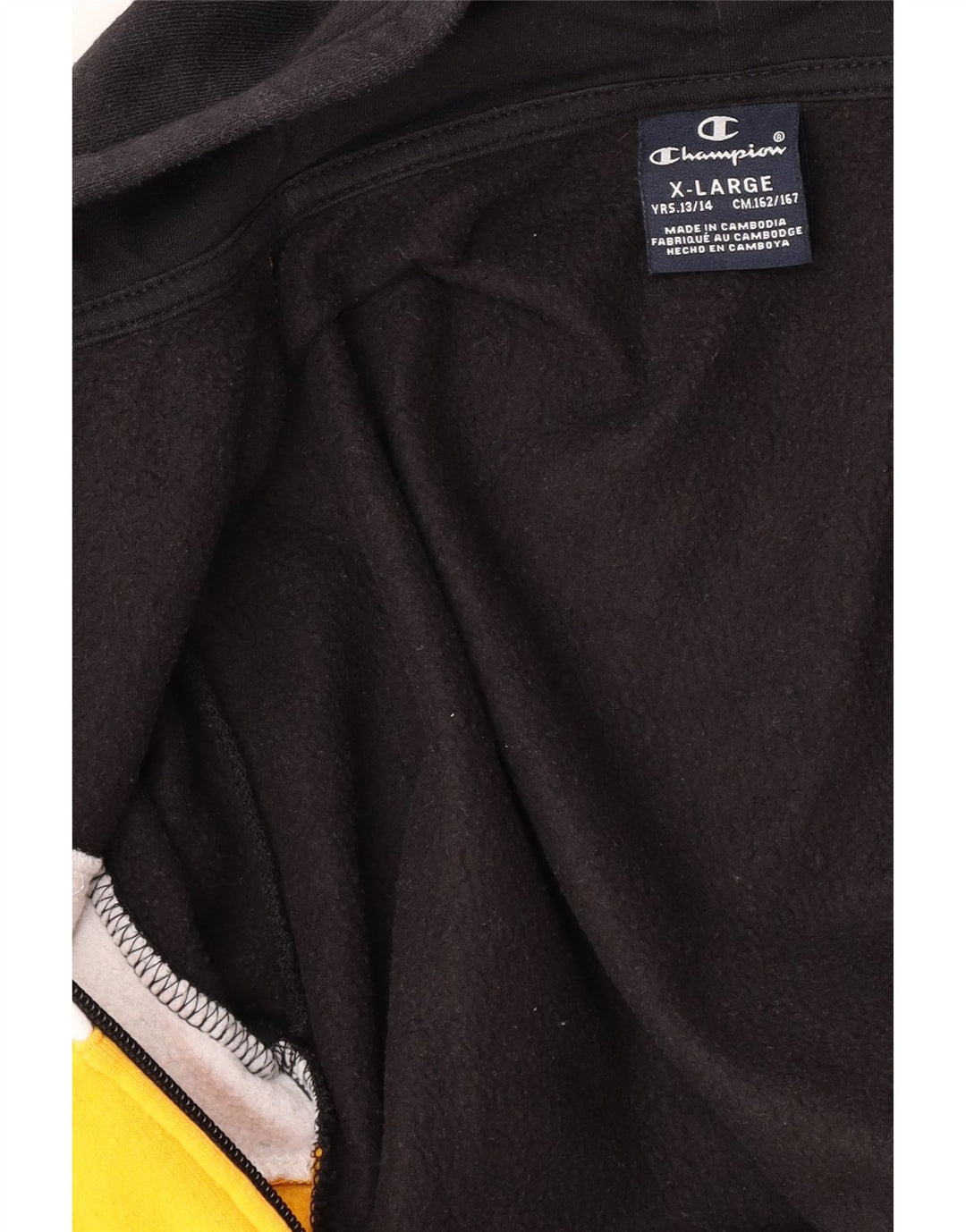 Felpa con cappuccio e zip CHAMPION per ragazzi 13-14 anni XL Blu navy a blocchi di colore