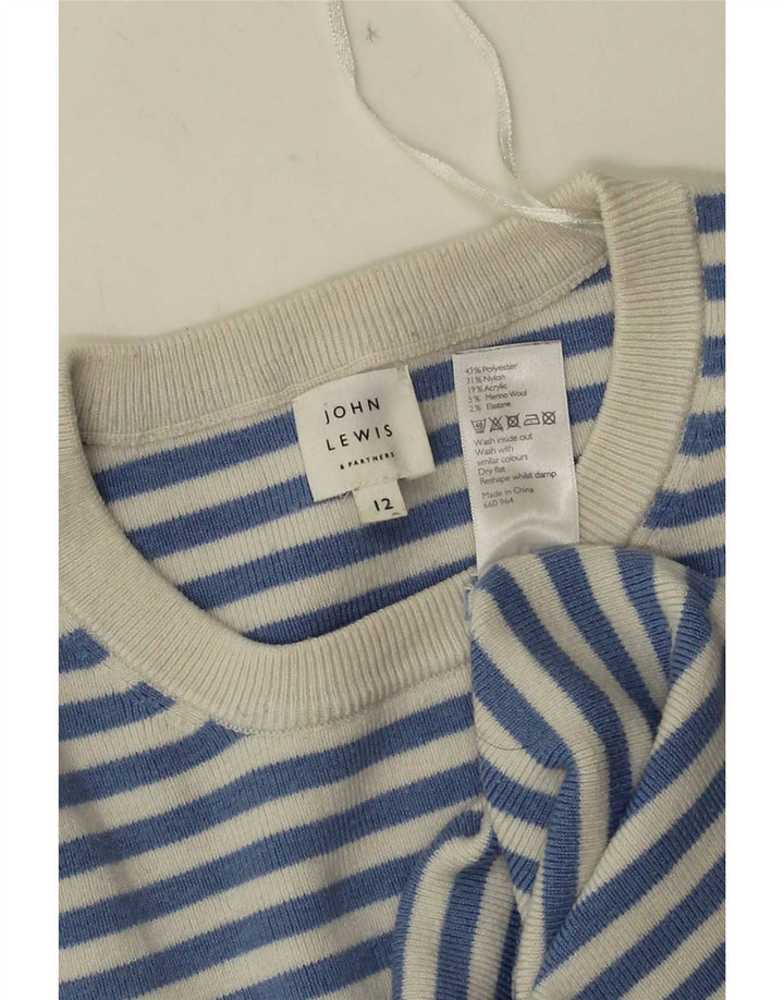 Maglione maglione girocollo da donna John Lewis UK 12 a righe blu medio