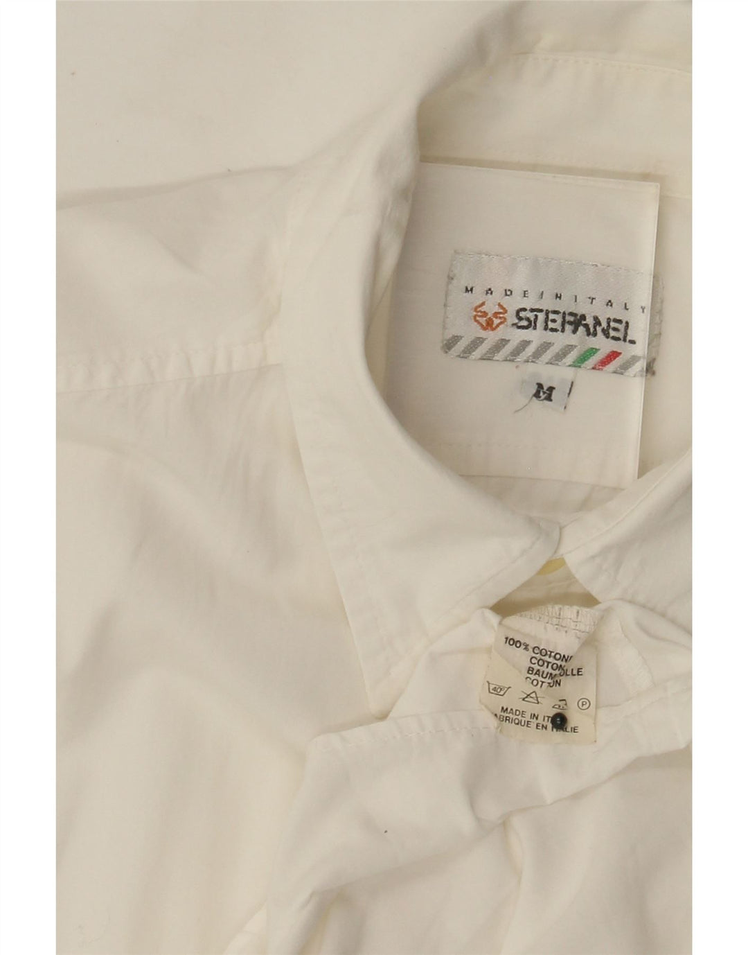 Camicia a maniche corte da uomo Stefanel in cotone bianco sporco medio