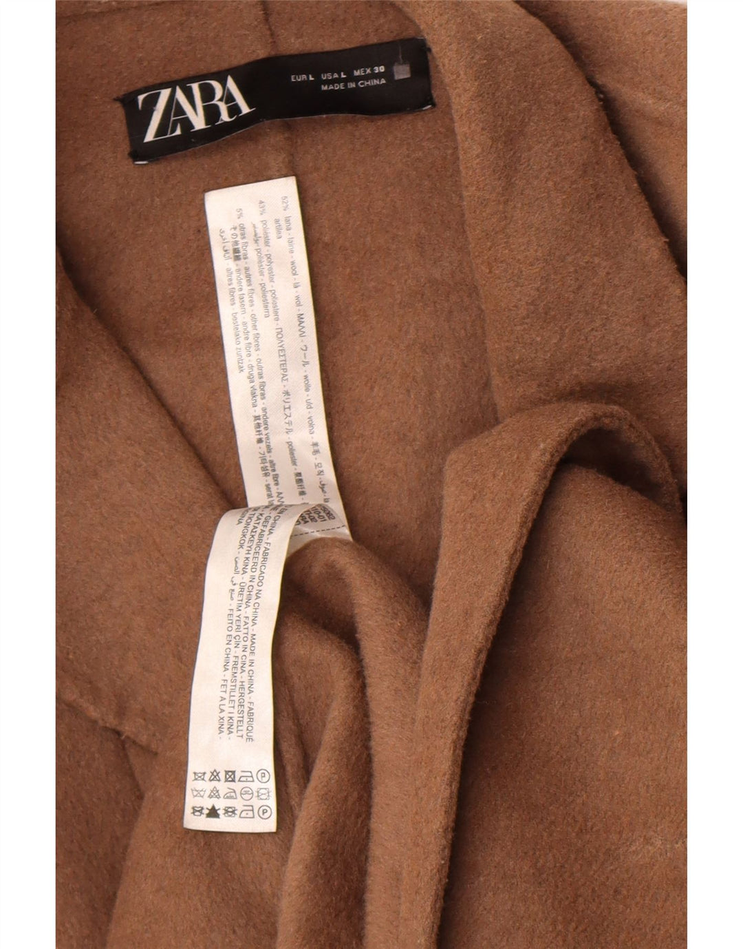 Cappotto Zara da donna UK 16 grande in lana marrone