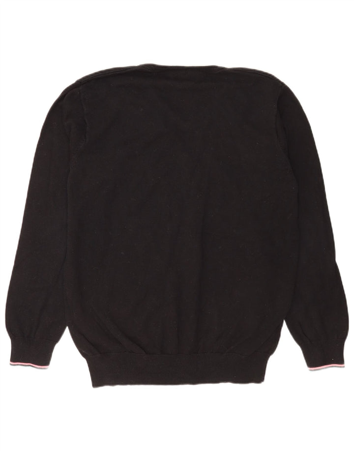 Maglione da uomo con scollo a V Fred Perry in cotone nero medio