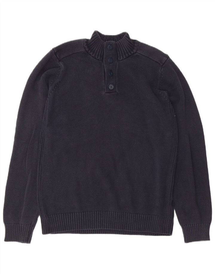 Maglione da uomo Marks & Spencer con bottoni e collo blu navy medio
