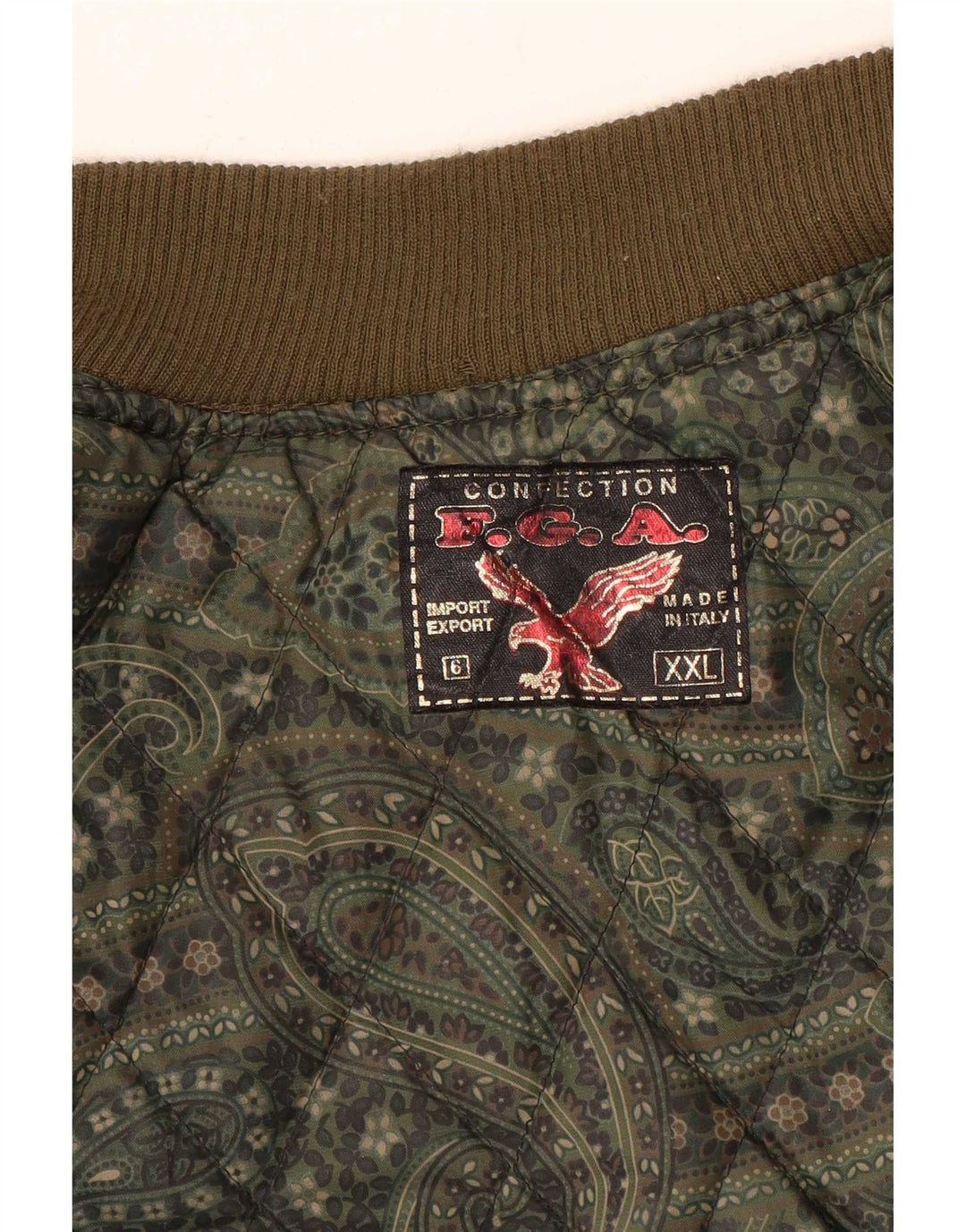 Giubbotto bomber in pelle scamosciata vintage da uomo UK 44 2XL Cachi geometrico