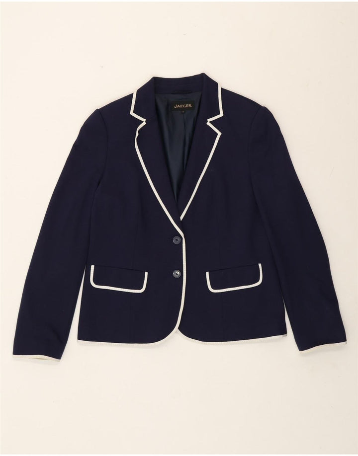 Giacca blazer da donna a 2 bottoni Jaeger UK 14 grande classica in viscosa blu navy