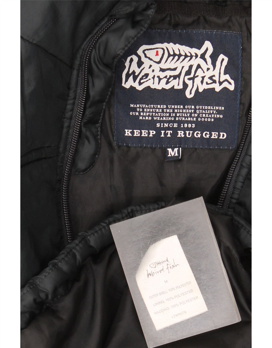 Giacca imbottita con cappuccio da uomo Weird Fish UK 38 poliestere nero medio