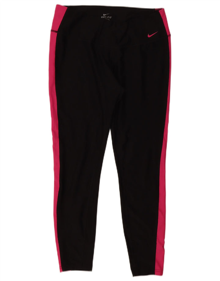 Leggings Nike Dri Fit da donna UK 14 Large Nero Colourblock Poliestere